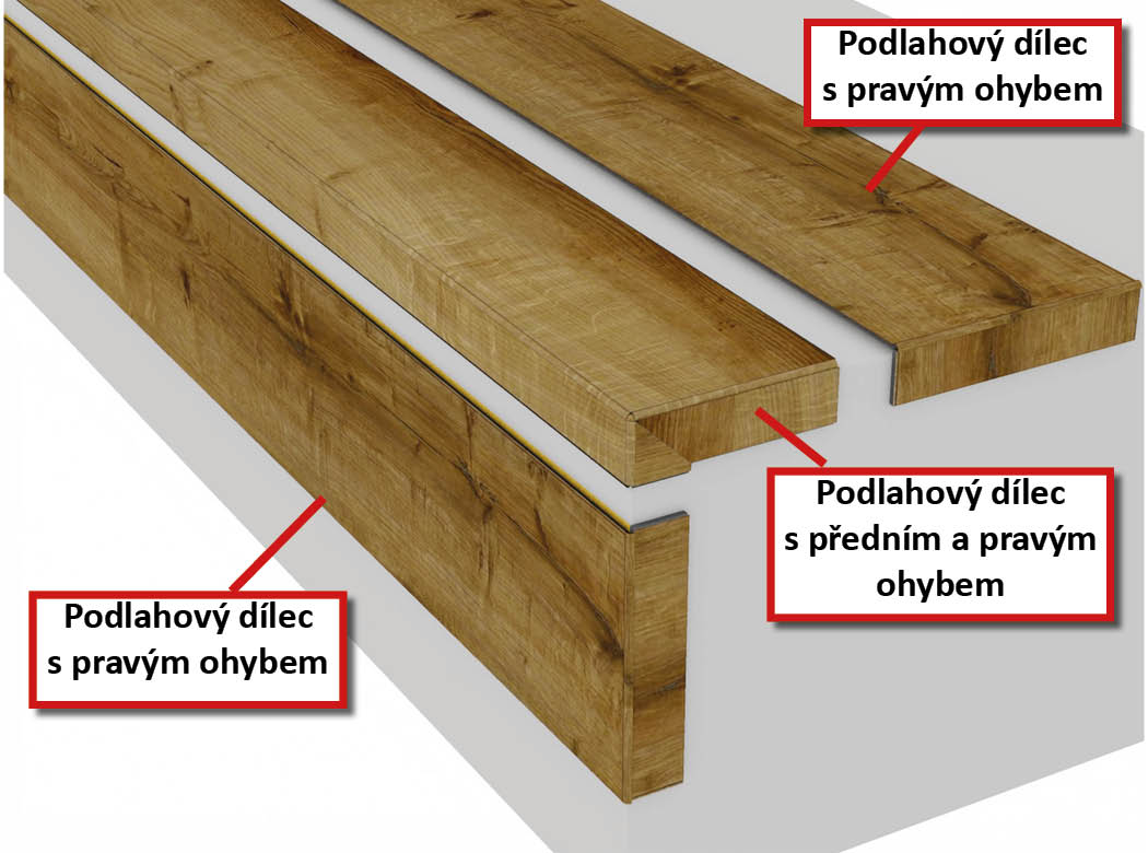 Schema schodu s bocnimi ohyby BUKOMA Dub Rustikalni Medovy